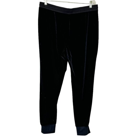 Lauren Ralph Lauren Stretch Velvet Joggers Black Zip Side Pockets Women's Size L - Picture 2 of 9